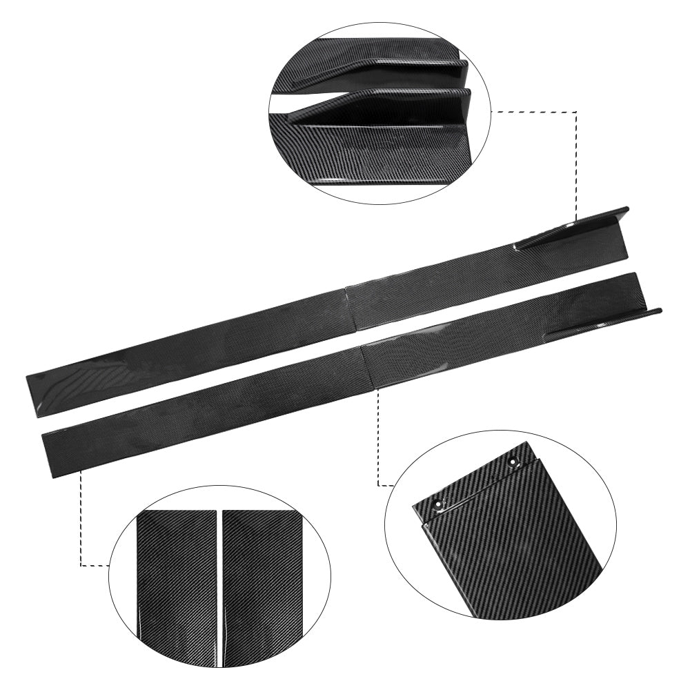 Brand New 4PCS Universal Car Side Skirt Extension Rocker Panel Body Lip Splitters Carbon Fiber