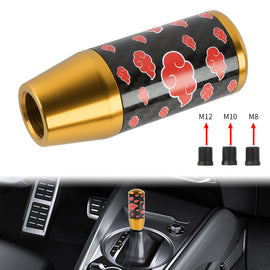 Brand New 9CM Universal Naruto Akatsuki Cloud Gold Carbon Fiber Manual Gear Stick Shift Knob Lever Shifter M12 M10 M8