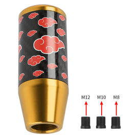 Brand New 9CM Universal Naruto Akatsuki Cloud Gold Carbon Fiber Manual Gear Stick Shift Knob Lever Shifter M12 M10 M8