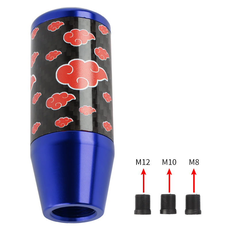 Brand New 9CM Universal Naruto Akatsuki Cloud Blue Carbon Fiber Manual Gear Stick Shift Knob Lever Shifter M12 M10 M8