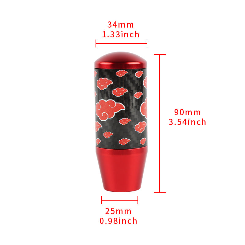 Brand New 9CM Universal Naruto Akatsuki Cloud Red Carbon Fiber Manual Gear Stick Shift Knob Lever Shifter M12 M10 M8