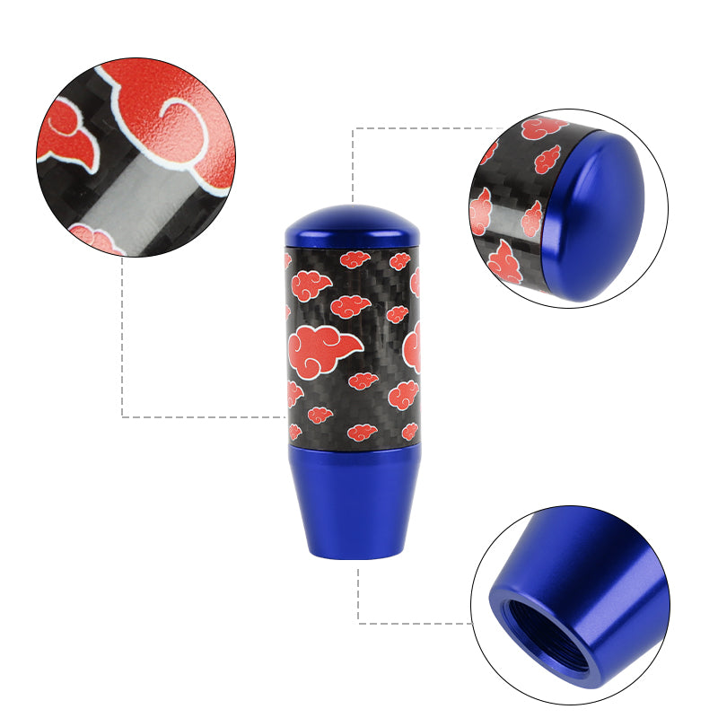 Brand New 9CM Universal Naruto Akatsuki Cloud Blue Carbon Fiber Manual Gear Stick Shift Knob Lever Shifter M12 M10 M8