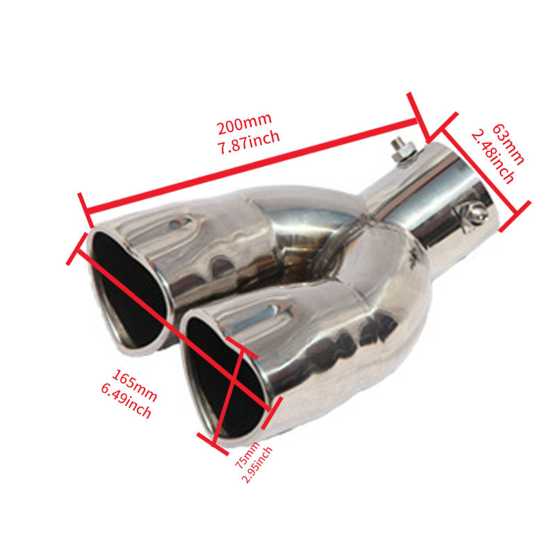 Brand New Universal Dual Silver Heart Shaped Stainless Steel Car Exhaust Pipe Muffler Tip Trim Bent