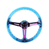 Brand New JDM Ralliart Universal 6-Hole 350mm Deep Dish Vip Blue Crystal Bubble Neo Spoke Steering Wheel