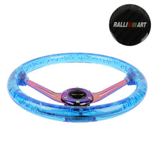 Load image into Gallery viewer, Brand New JDM Ralliart Universal 6-Hole 350mm Deep Dish Vip Blue Crystal Bubble Neo Spoke Steering Wheel