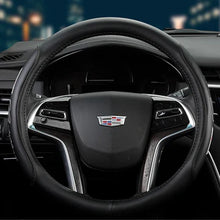Load image into Gallery viewer, Brand New Universal Cadillac Black PVC Leather Steering Wheel Cover 14.5&quot;-15.5&quot; Inches