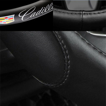 Brand New Universal Cadillac Black PVC Leather Steering Wheel Cover 14.5"-15.5" Inches