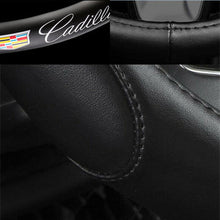 Load image into Gallery viewer, Brand New Universal Cadillac Black PVC Leather Steering Wheel Cover 14.5&quot;-15.5&quot; Inches