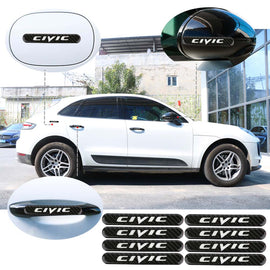 Brand New 8PCS CIVIC Real Carbon Fiber Black Car Trunk Side Fenders Door Badge Scratch Guard Sticker