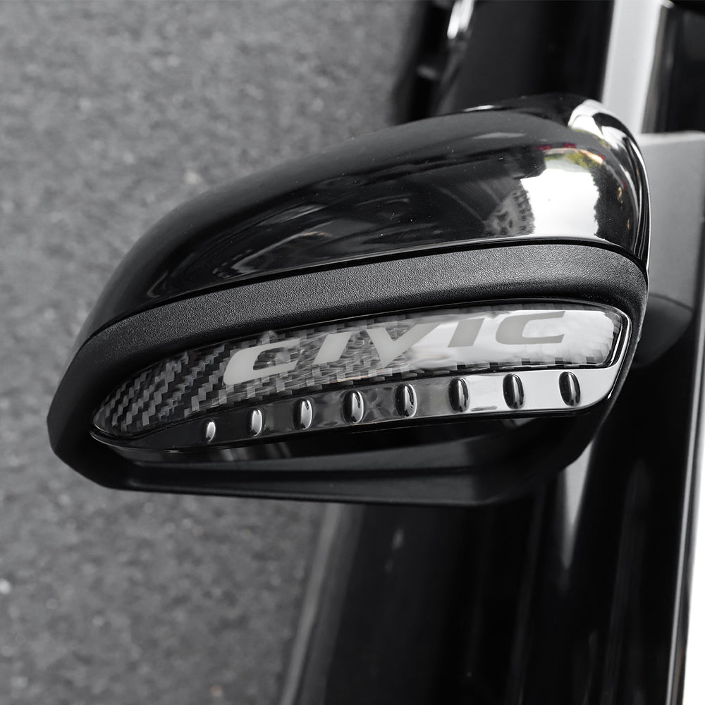 Brand New 2PCS Universal Civic Carbon Fiber Rear View Side Mirror Visor Shade Rain Shield Water Guard
