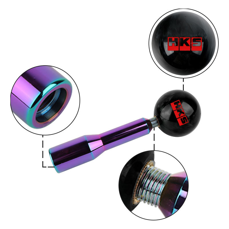 Brand New Universal HKS Pearl Black Ball Manual Gear Stick Shift Knob M8 M10 M12 & Neo Chrome Shifter Extender Extension