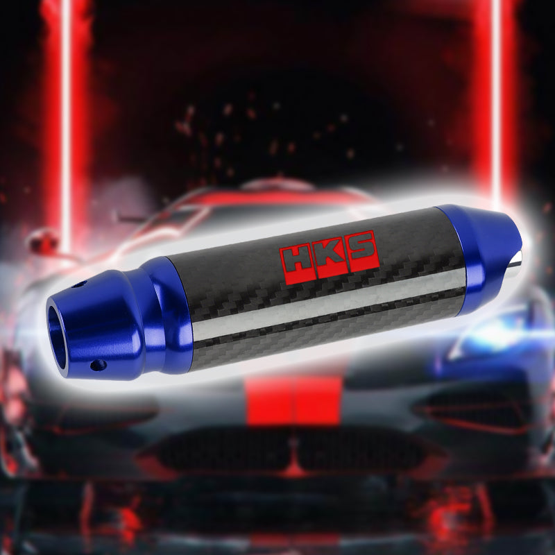 Brand New HKS Universal Real Carbon Fiber Blue Aluminum Automatic Transmission Racing Gear Shift Knob