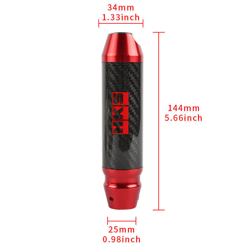 Brand New HKS Universal Real Carbon Fiber Red Aluminum Automatic Transmission Racing Gear Shift Knob