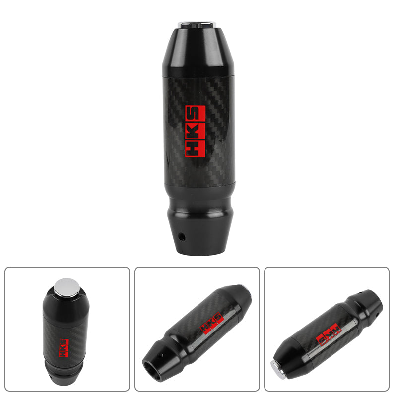 Brand New HKS Universal Real Carbon Fiber Black Aluminum Automatic Transmission Racing Gear Shift Knob