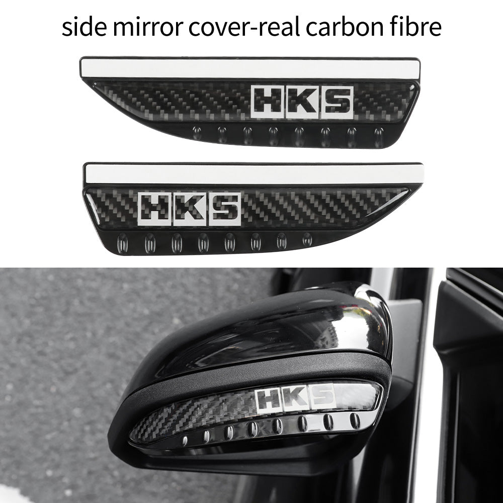Brand New 2PCS Universal HKS Carbon Fiber Rear View Side Mirror Visor Shade Rain Shield Water Guard