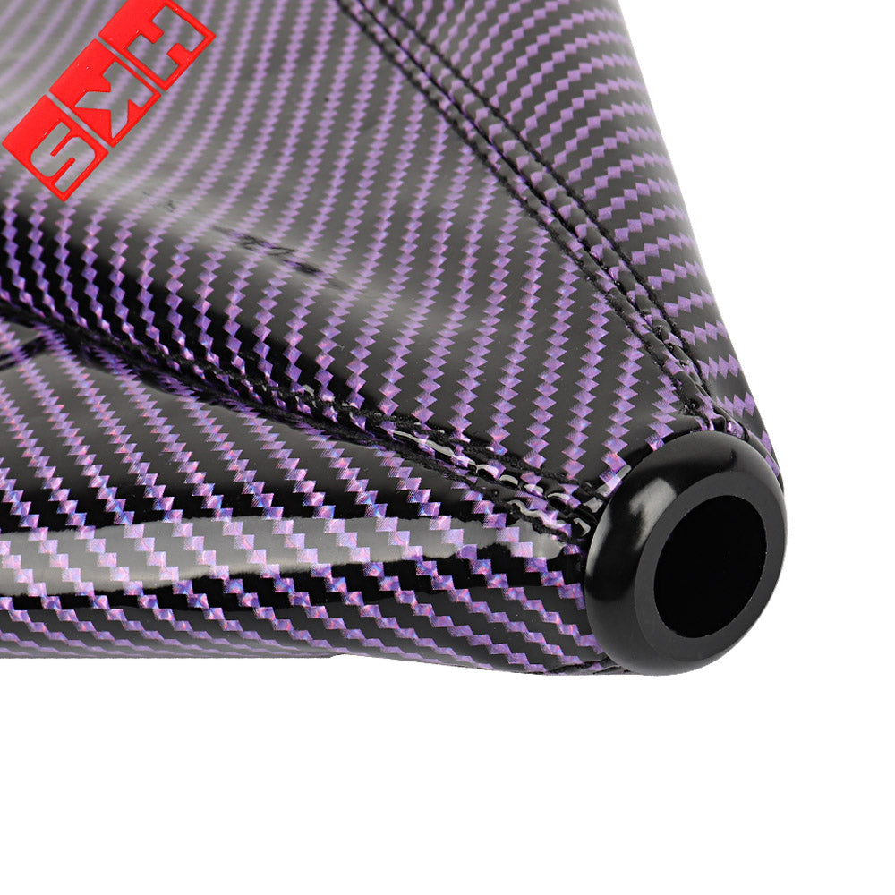 Brand New Universal HKS Carbon Fiber Purple Leather PVC Style Black Stitch Leather Gear Manual Shifter Shift Knob Boot