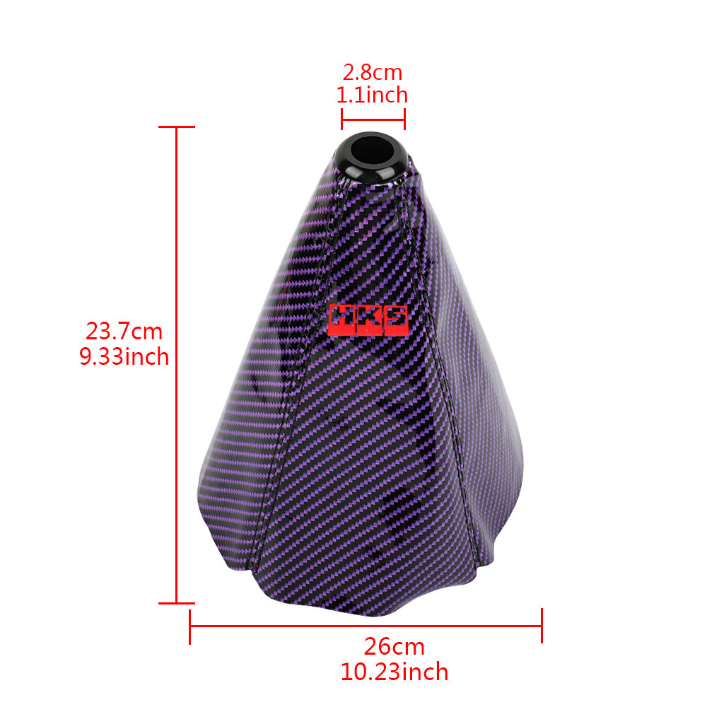 Brand New Universal HKS Carbon Fiber Purple Leather PVC Style Black Stitch Leather Gear Manual Shifter Shift Knob Boot