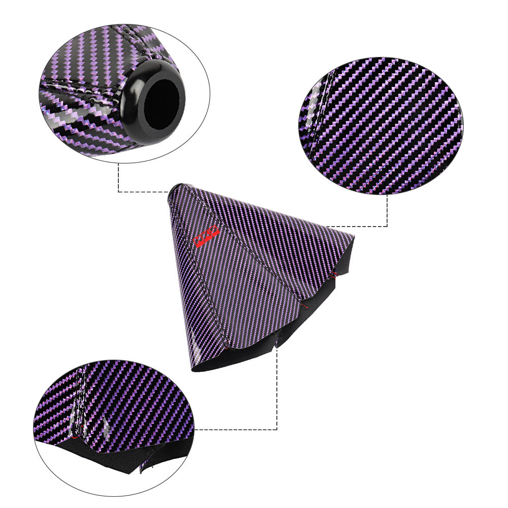Brand New Universal HKS Carbon Fiber Purple Leather PVC Style Black Stitch Leather Gear Manual Shifter Shift Knob Boot