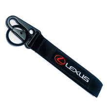 Load image into Gallery viewer, BRAND New JDM Lexus Black Racing Keychain Metal key Ring Hook Strap Lanyard Universal