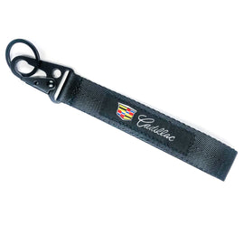 BRAND New JDM Cadillac Leaf Black Racing Keychain Metal key Ring Hook Strap Lanyard Universal