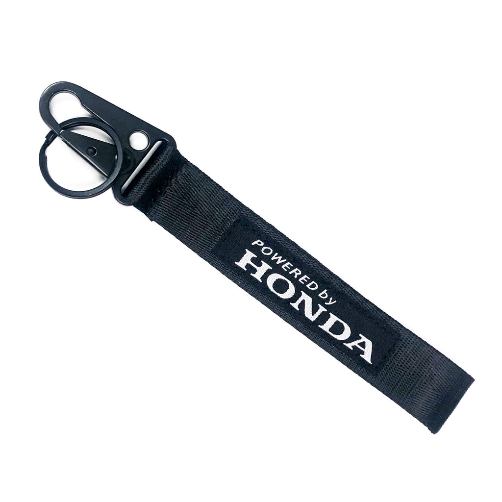 BRAND New JDM Powered By Honda Black Racing Keychain Metal key Ring Hook Strap Lanyard Universal