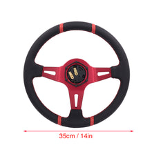 Load image into Gallery viewer, Brand New 350mm 14&quot; Deep Dish Racing Momo Black Steering Wheel PVC Leather Red Spoke