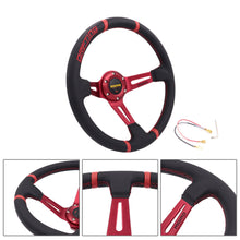 Load image into Gallery viewer, Brand New 350mm 14&quot; Deep Dish Racing Momo Black Steering Wheel PVC Leather Red Spoke