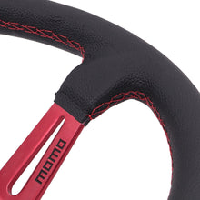 Load image into Gallery viewer, Brand New 350mm 14&quot; Deep Dish Racing Momo Black Steering Wheel PVC Leather Red Spoke