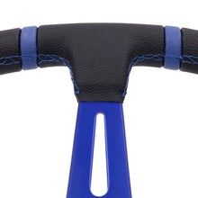 Load image into Gallery viewer, Brand New 350mm 14&quot; Deep Dish Racing Momo Black Steering Wheel PVC Leather Blue Spoke