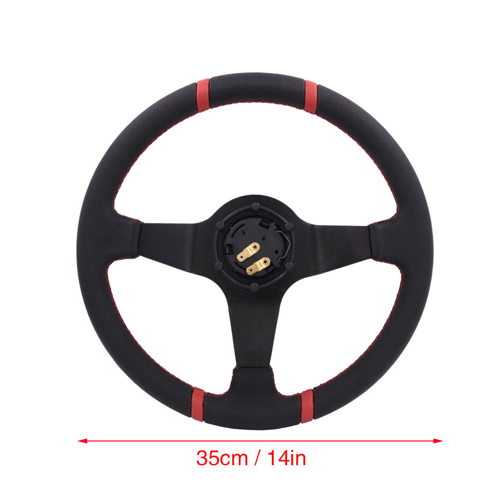 Brand New 350mm 14" Deep Dish Racing Nismo Black Steering Wheel PVC Leather Black Spoke