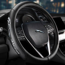 Load image into Gallery viewer, Brand New Universal Jaguar Black PVC Leather Steering Wheel Cover 14.5&quot;-15.5&quot; Inches