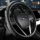Brand New Universal Jaguar Black PVC Leather Steering Wheel Cover 14.5