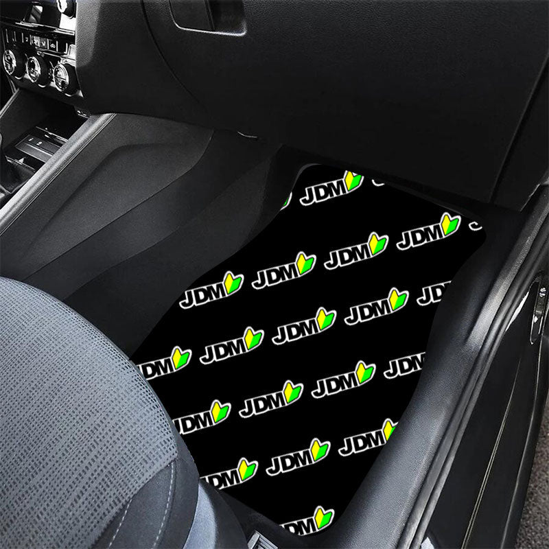 Brand New 4PCS JDM BEGINNER LEAF Racing Black Fabric Car Floor Mats Interior Carpets