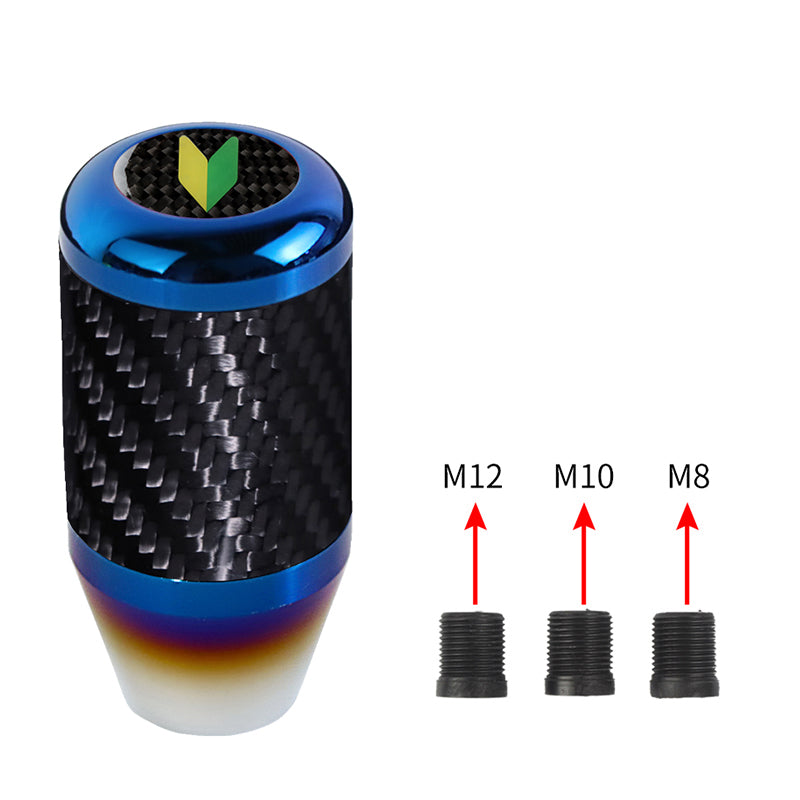 Brand New Universal JDM Beginner Leaf Car Gear Manuel Stick Real Carbon Fiber / Burnt Blue Shift Knob M8 M10 M12