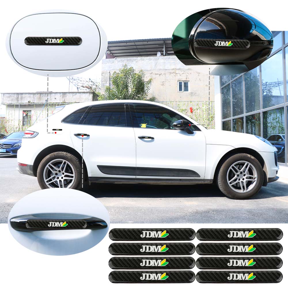 Brand New 8PCS JDM Real Carbon Fiber Black Car Trunk Side Fenders Door Badge Scratch Guard Sticker