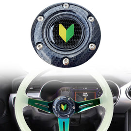 BRAND NEW JDM BEGINNER LEAF UNIVERSAL CARBON FIBER CAR HORN BUTTON STEERING WHEEL CENTER CAP