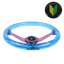 Load image into Gallery viewer, Brand New JDM Beginner Leaf Universal 6-Hole 350mm Deep Dish Vip Blue Crystal Bubble Neo Spoke Steering Wheel