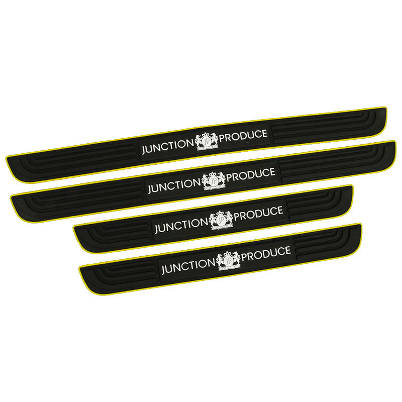 Brand New 4PCS Universal Junction Produce Yellow Rubber Car Door Scuff Sill Cover Panel Step Protector