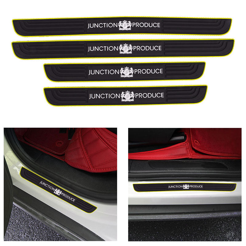 Brand New 4PCS Universal Junction Produce Yellow Rubber Car Door Scuff Sill Cover Panel Step Protector