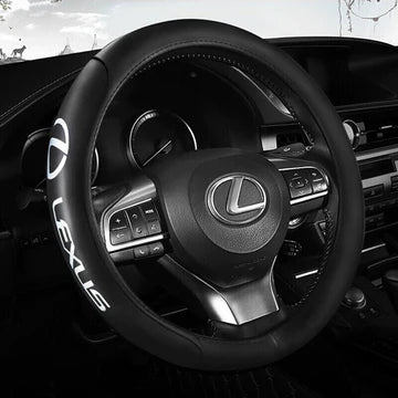 Brand New Universal Lexus Black PVC Leather Steering Wheel Cover 14.5"-15.5" Inches