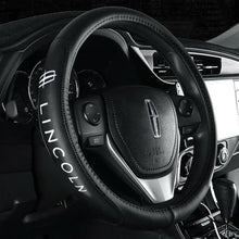 Load image into Gallery viewer, Brand New Universal Lincoln Black PVC Leather Steering Wheel Cover 14.5&quot;-15.5&quot; Inches