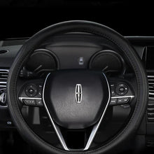 Load image into Gallery viewer, Brand New Universal Lincoln Black PVC Leather Steering Wheel Cover 14.5&quot;-15.5&quot; Inches