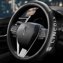 Load image into Gallery viewer, Brand New Universal Lincoln Black PVC Leather Steering Wheel Cover 14.5&quot;-15.5&quot; Inches