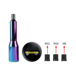 Brand New Universal Momo Pearl Black Ball Manual Gear Stick Shift Knob M8 M10 M12 & Neo Chrome Shifter Extender Extension