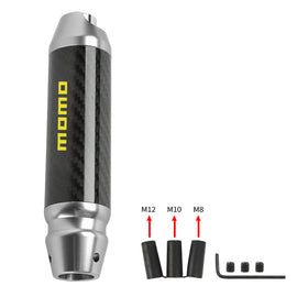Brand New Momo Universal Real Carbon Fiber Silver Aluminum Automatic Transmission Racing Gear Shift Knob
