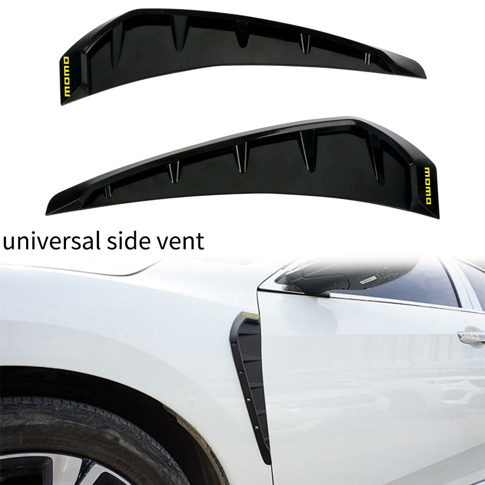 Brand New Momo Universal Car Glossy Black Side Door Fender Vent Air Wing Cover Trim ABS Plastic