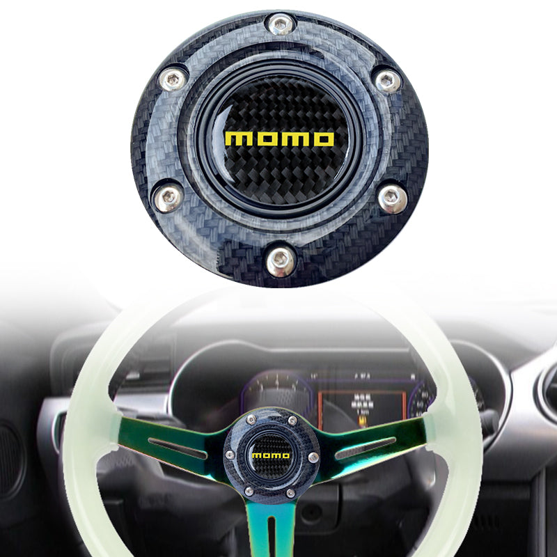 BRAND NEW JDM MOMO UNIVERSAL CARBON FIBER CAR HORN BUTTON STEERING WHEEL CENTER CAP