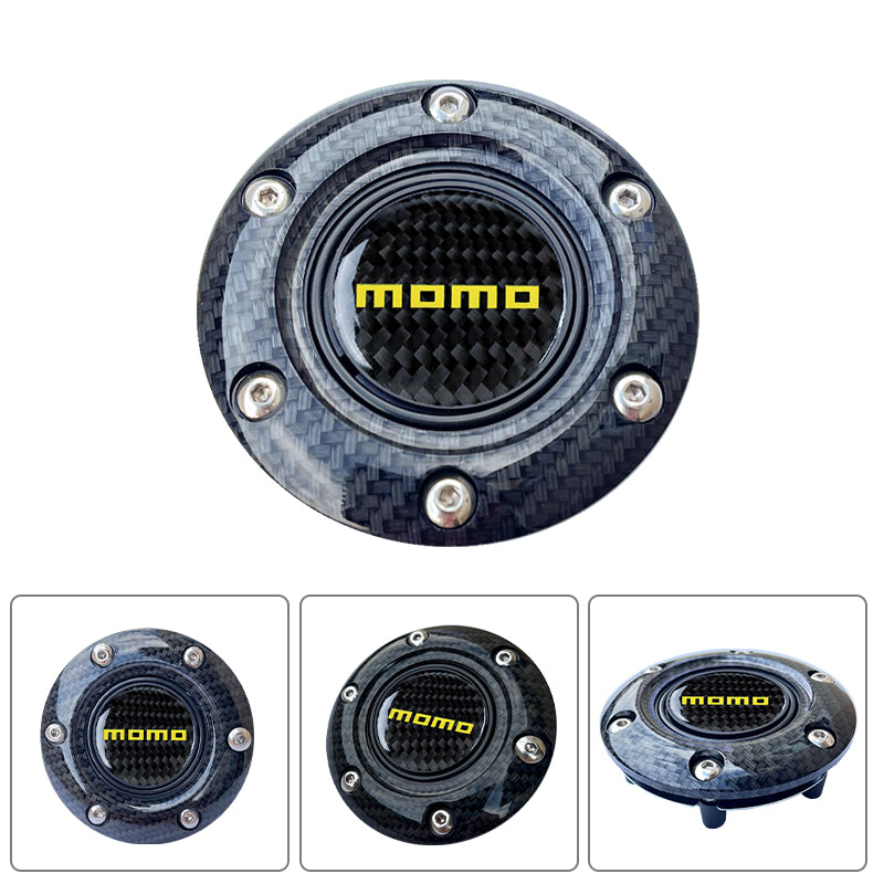 BRAND NEW JDM MOMO UNIVERSAL CARBON FIBER CAR HORN BUTTON STEERING WHEEL CENTER CAP