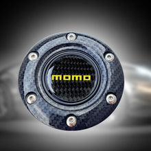 Load image into Gallery viewer, BRAND NEW JDM MOMO UNIVERSAL CARBON FIBER CAR HORN BUTTON STEERING WHEEL CENTER CAP