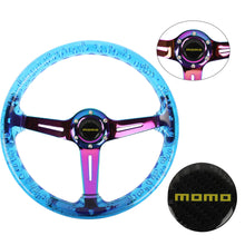 Load image into Gallery viewer, Brand New JDM Momo Universal 6-Hole 350mm Deep Dish Vip Blue Crystal Bubble Neo Spoke Steering Wheel